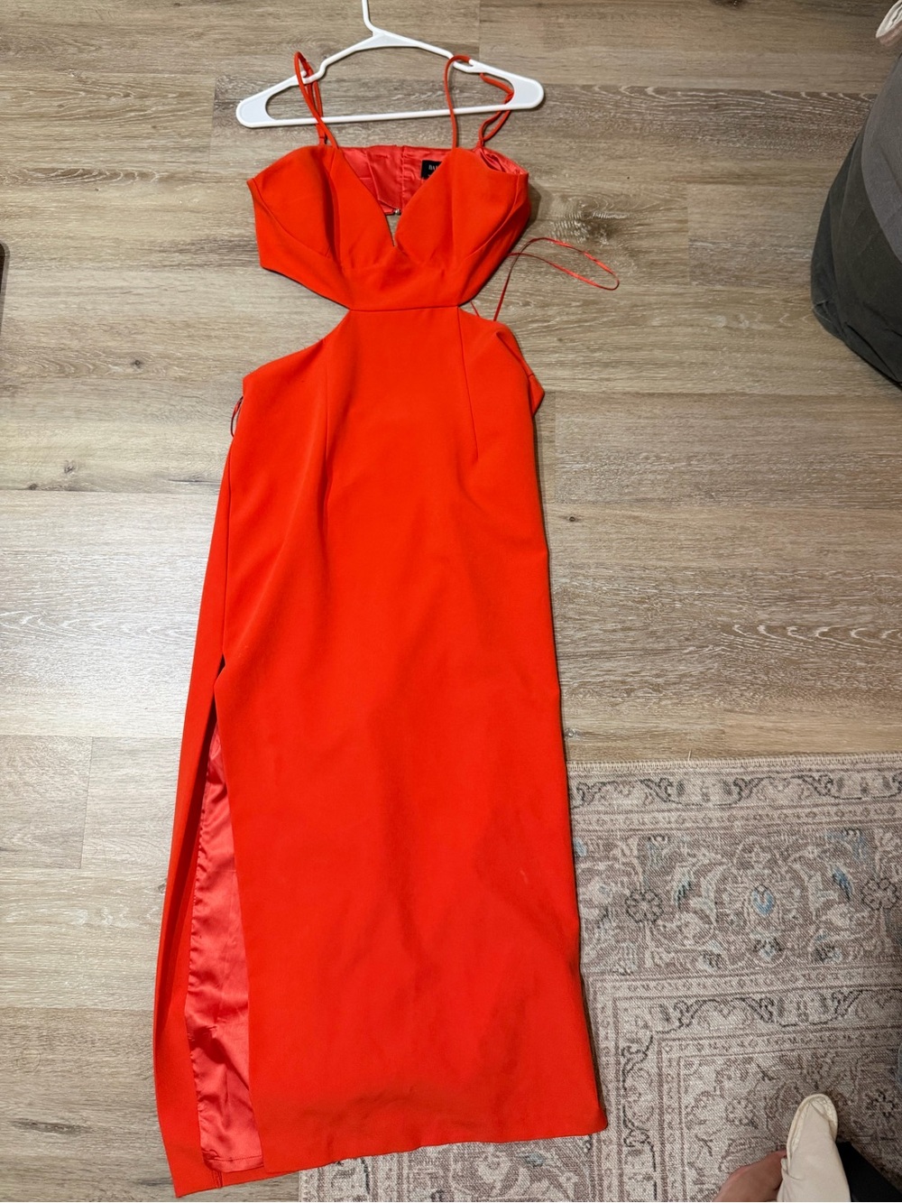 Bardot Vibrant Red Maxi Dress with Side Cutouts